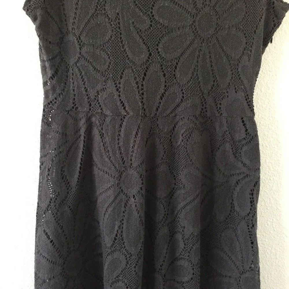 Anthropologie Gray Stretch Lace Skater Dress L - Picture 6 of 8